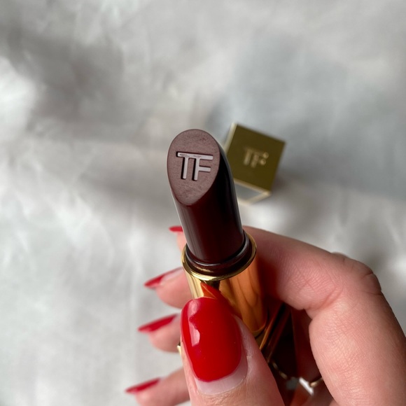 Tom Ford Beauty Lip Color Matte Lipstick in Black Dahlia swatched once full size - Picture 2 of 5